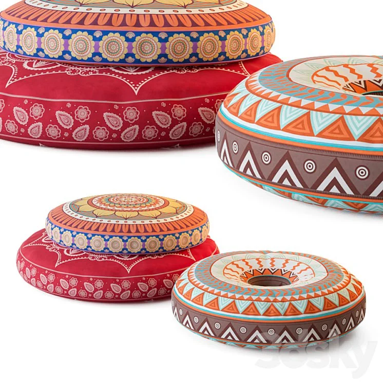 Poufs with oriental patterns